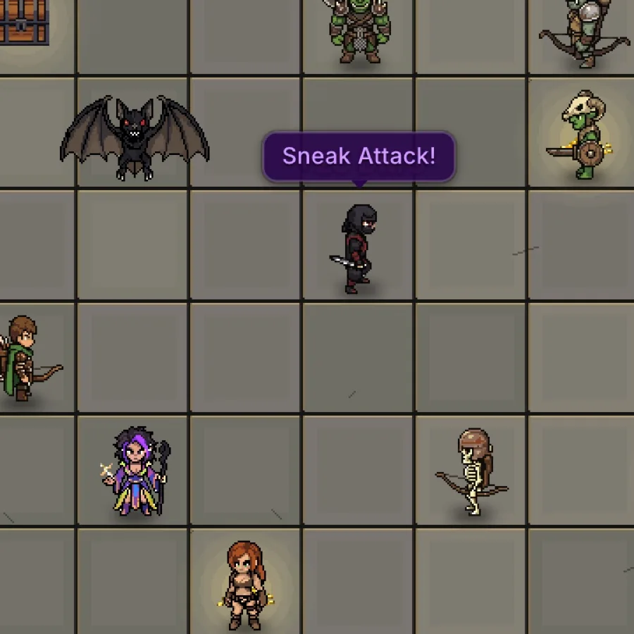 Dungeon Hole: the ninja lands a sneak attack in the middle of the board